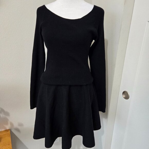 Polo Ralph Lauren Black Fit & Flare Long Sleeved Medium Classic Preppy - Picture 1 of 9